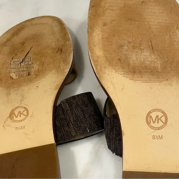Michael Kors Brown and Black Sandals with Monogram Straps - Picture 5 of 5